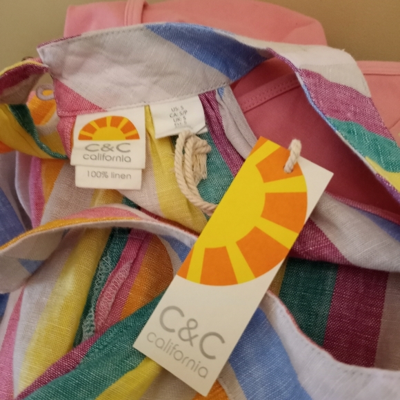 NWT 100% LINEN RAINBOW STRIPED DRESS SMALL - Picture 6 of 6